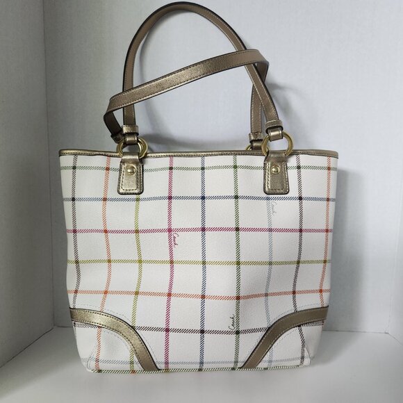 Coach Peyton Tattersall Plaid Handbag - Picture 2 of 4